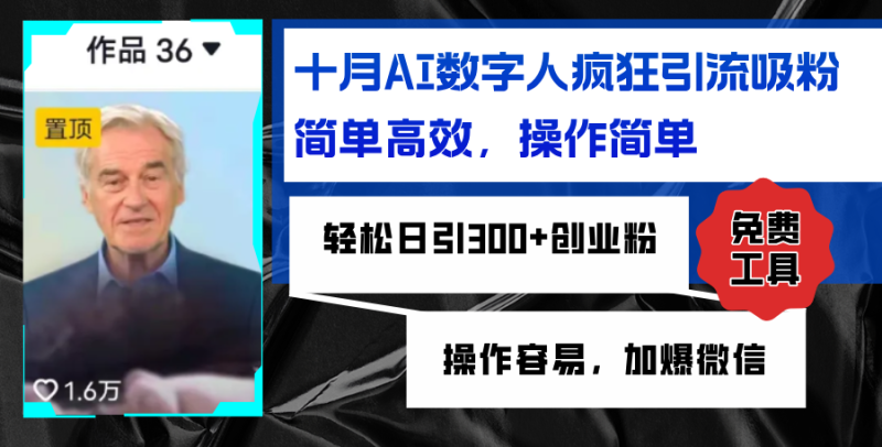 （12963期）AI数字人疯狂引流吸粉，简单高效，日引300+创业粉 ，操作容易，加爆微信-副业网