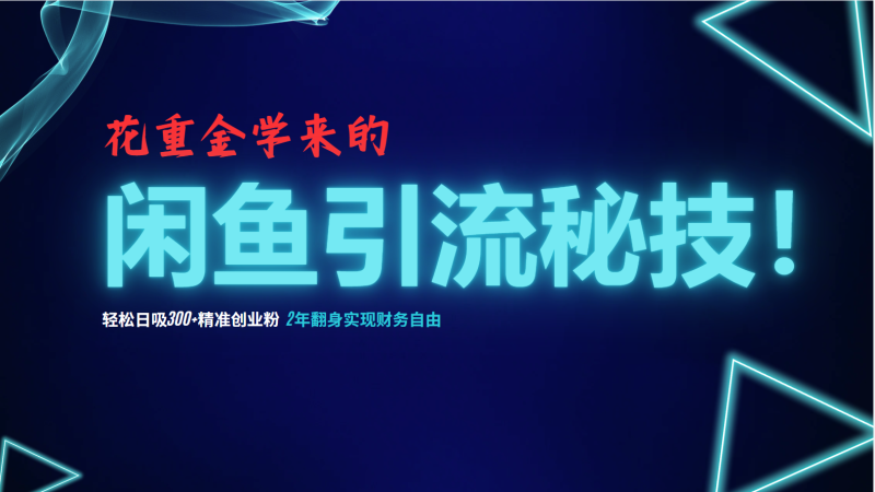（12887期）花重金学来的闲鱼引流秘技！轻松日吸300+精准创业粉，每天躺赚5000+，2…-副业网