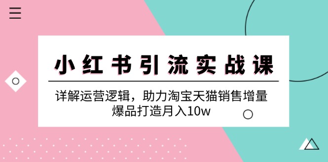 （12809期）小红书引流实战课：详解运营逻辑，助力淘宝天猫销售增量，爆品打造月入10w-副业网