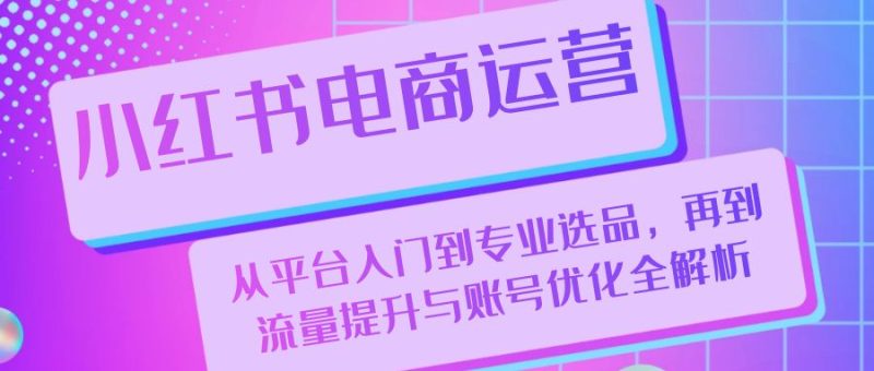 （13043期）小红书电商运营：从平台入门到专业选品，再到流量提升与账号优化全解析-副业网