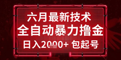 六月最新技术全自动暴力撸金，稳定日入2k+包起号，长期稳定【揭秘】-副业网