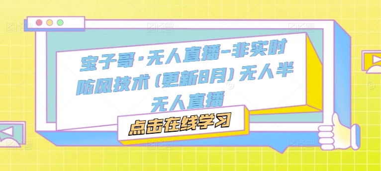 宝子哥·无人直播-非实时防风技术(更新25年7月)无人半无人直播-副业网