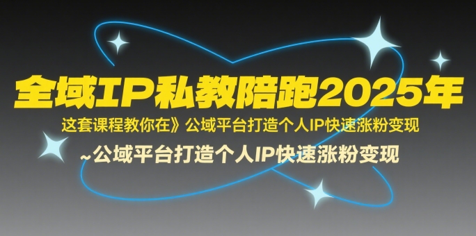 全域IP私教陪跑2025年，这套课程教你在​公域平台打造个人IP快速涨粉变现-副业网