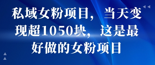 私域女粉项目，当天变现超1k，这是最好做的女粉项目，可放大操作-副业网