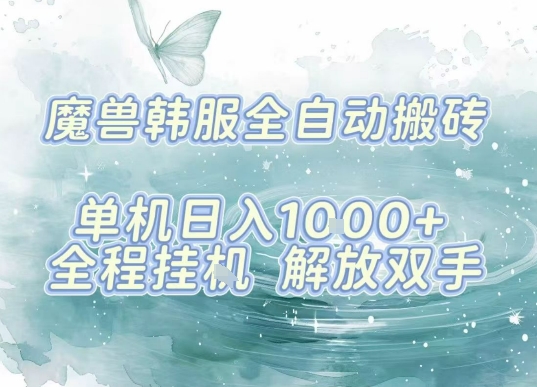 最新韩服游戏搬砖，单机日入1k+，全自动运行挂G项目，解放双手【揭秘】-副业网