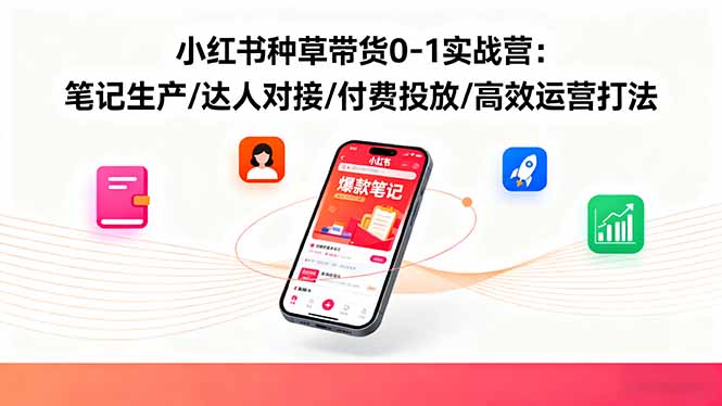 小红书种草带货0-1实战营：笔记生产/达人对接/付费投放/高效运营打法-副业网