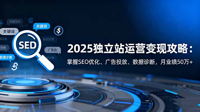 2025独立站运营变现攻略：掌握SEO优化、广告投放、数据诊断，月业绩50万+-副业网