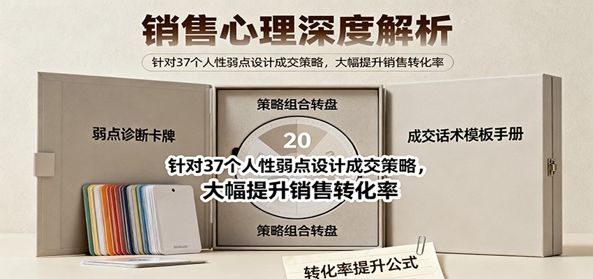 销售心理深度解析：针对37个人性弱点设计成交策略，大幅提升销售转化率！-副业网