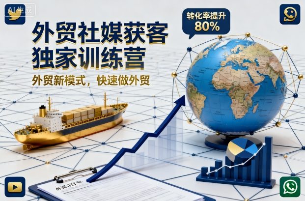 外贸社媒获客独家训练营，外贸新模式，快速做外贸(更新)-副业网