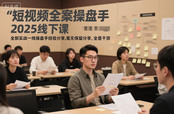 短视频全案操盘手2025线下课，全部实战一线操盘手经验分享，毫无保留分享，全是干货-副业网