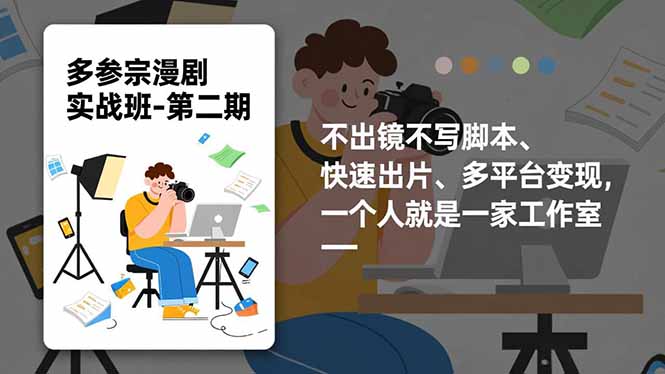 多参 宗漫剧实操班-第二期，不出镜不写脚本、快速出片、多平台变现，一个人就是一家工作室-副业网