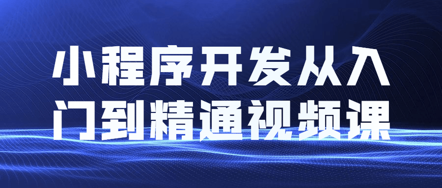 小程序开发从入门到精通视频课-副业网