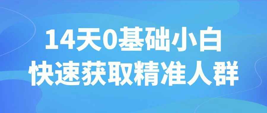 14天0基础小白快速获取精准人群-副业网