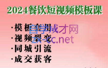 美丽老师·2024餐饮短视频摸版课-副业网