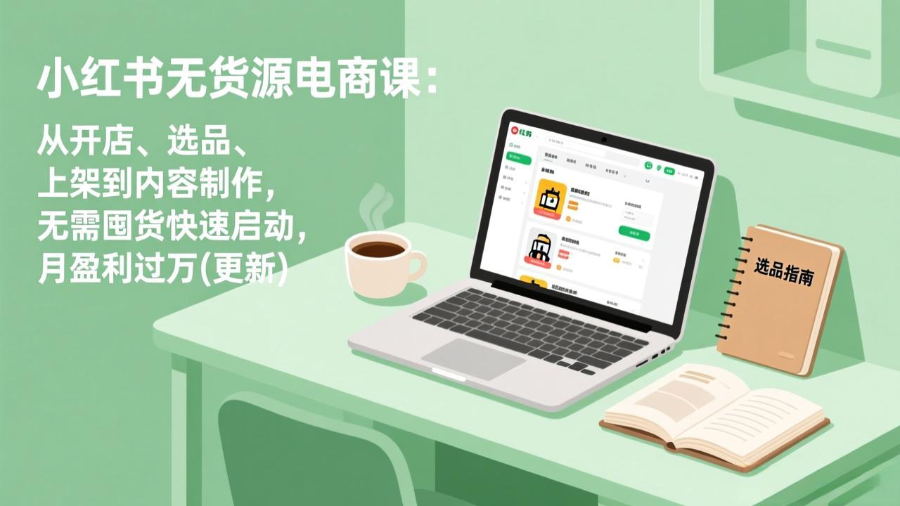 小红书无货源电商课：从开店、选品、上架到内容制作，无需囤货快速启动，月盈利过万(更新-副业网