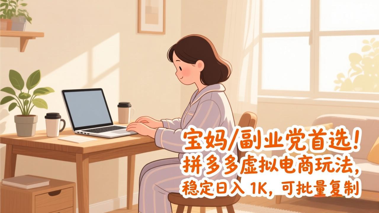宝妈 / 副业党首选！拼多多虚拟电商玩法，稳定日入 1K，可批量复制-副业网