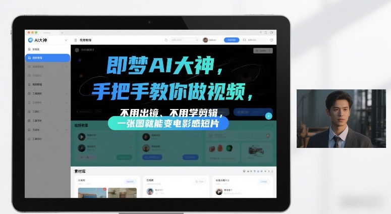 即梦AI大神手把手教你做视频，不用出镜、不用学剪辑，一张图就能变电影感短片-副业网