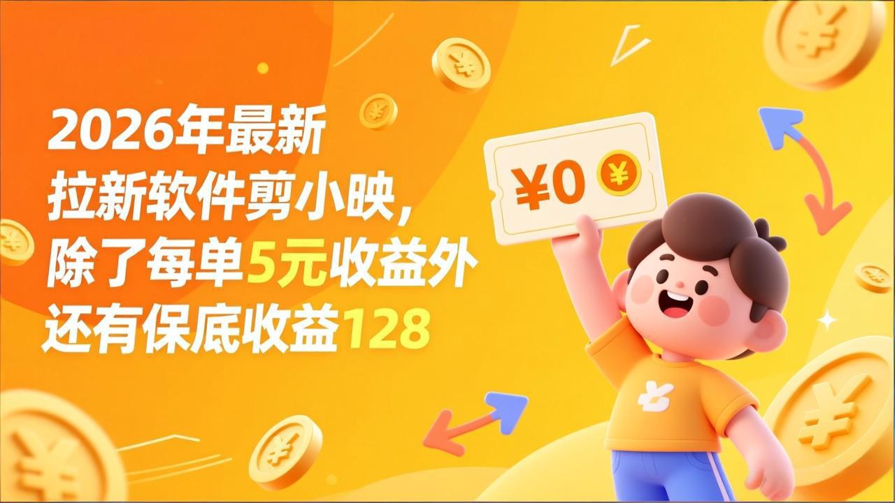 最新拉新软件剪小映，除了每单5元收益外还有保底收益128-副业网