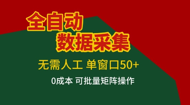 全自动数据采集项目，无需人工，单窗口可达50+收益，操作简单无难度，一个人也能轻松实现矩阵【揭秘】-副业网