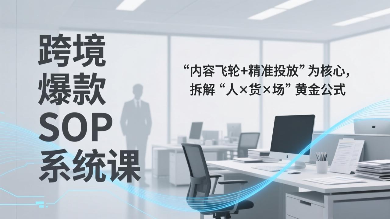 跨境爆款SOP系统课，“内容飞轮+精准投放”为核心，拆解“人×货×场”黄金公式-副业网