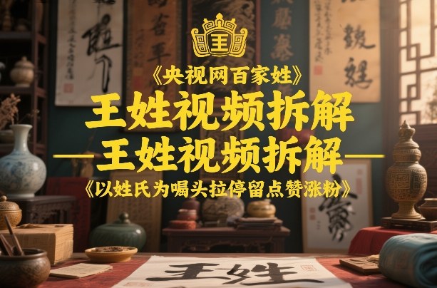 央视网百家姓–王姓视频拆解，以姓氏为噱头拉停留点赞涨粉-副业网