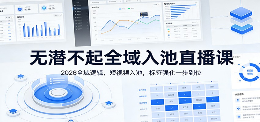 无潜不起全域入池直播课：2026全域逻辑，短视频入池，标签强化一步到位-副业网