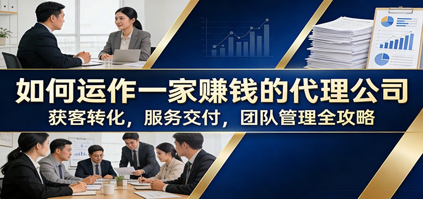 如何运作一家赚钱的代理公司：获客转化，服务交付，团队管理全攻略-副业网