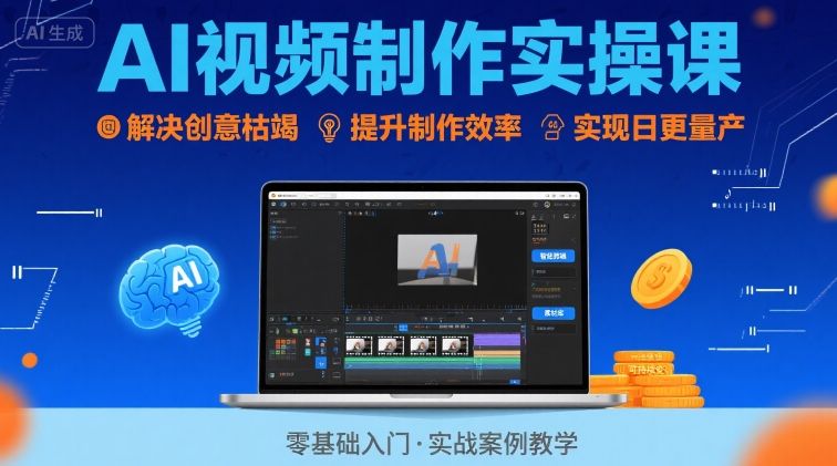 Ai视频制作实操课，解决创意枯竭、效率低下痛点，实现日更量产可持续变现(更新26年3月)-副业网