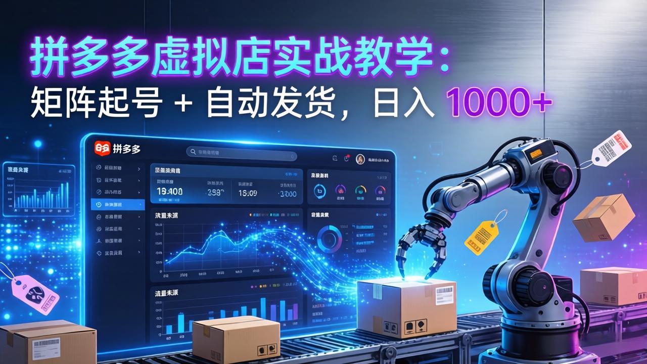 拼多多虚拟店实战教学：矩阵起号 + 自动发货，日入 1000+-副业网