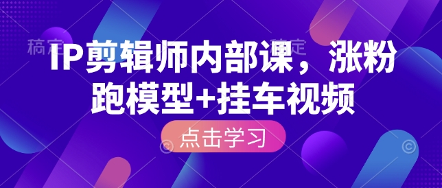 IP剪辑师内部课，涨粉跑模型+挂车视频(更新)-副业网