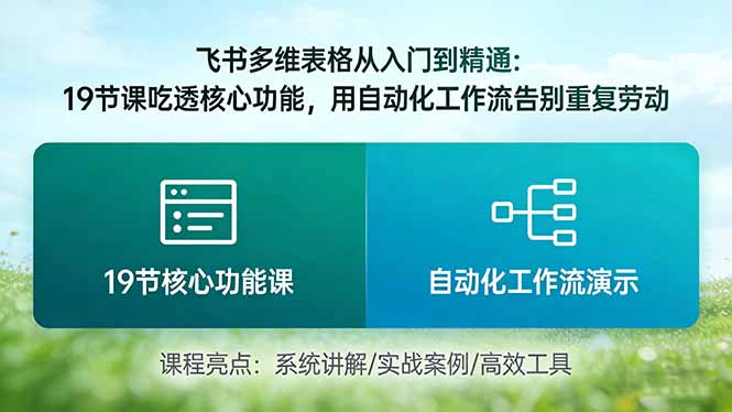 飞书多维表格从入门到精通：19节课吃透核心功能，用自动化工作流告别重复劳动-副业网