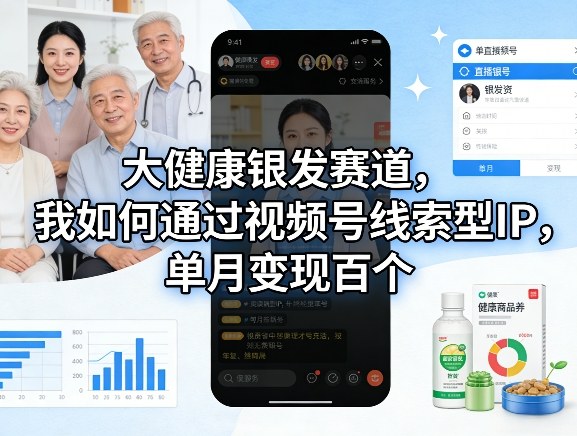 大健康银发赛道，我如何通过视频号线索型IP，单月变现百个-副业网