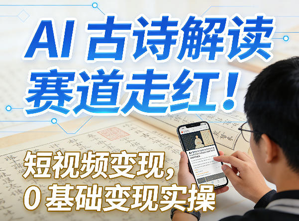 AI古诗解读赛道走红！短视频变现，0基础变现实操-副业网