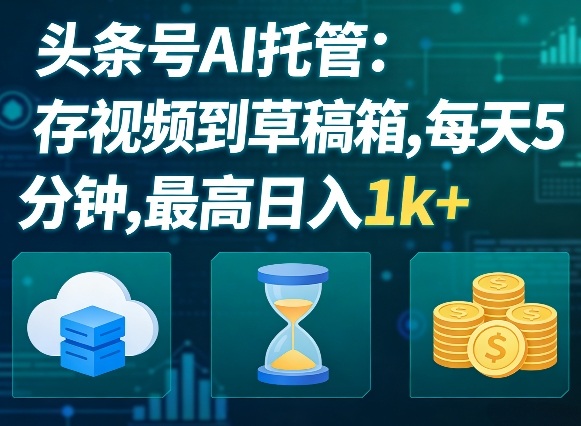 头条号AI托管，我存视频到你草稿箱，每天5分钟，最高日入1k+【揭秘】-副业网