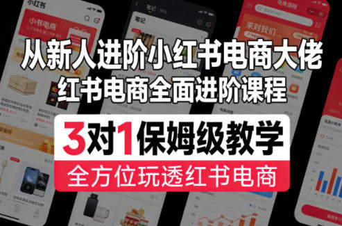 从新人进阶小红书电商大佬，红书电商全面进阶课程，3对1保姆级教学，全方位玩透红书电商-副业网