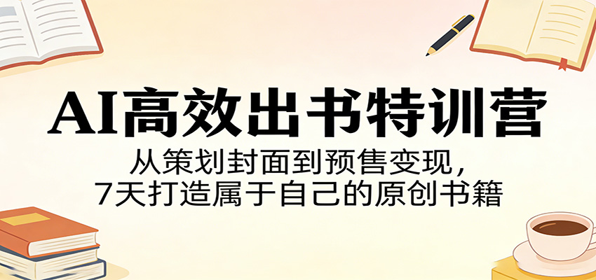 AI高效出书特训营：从策划封面到预售变现，7天打造属于自己的原创书籍-副业网