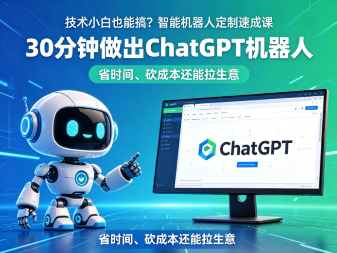 技术小白也能搞？智能机器人定制速成课，30分钟做出ChatGPT机器人，省时间、砍成本还能拉生意-副业网