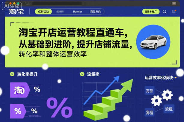 淘宝开店运营教程直通车，从基础到进阶，提升店铺流量，转化率和整体运营效率(更新26年4月10日)-副业网
