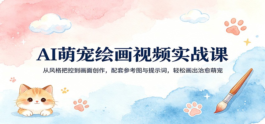 AI萌宠绘画视频实战课：从风格把控到画面创作，配套参考图与提示词，轻松画出治愈萌宠-副业网