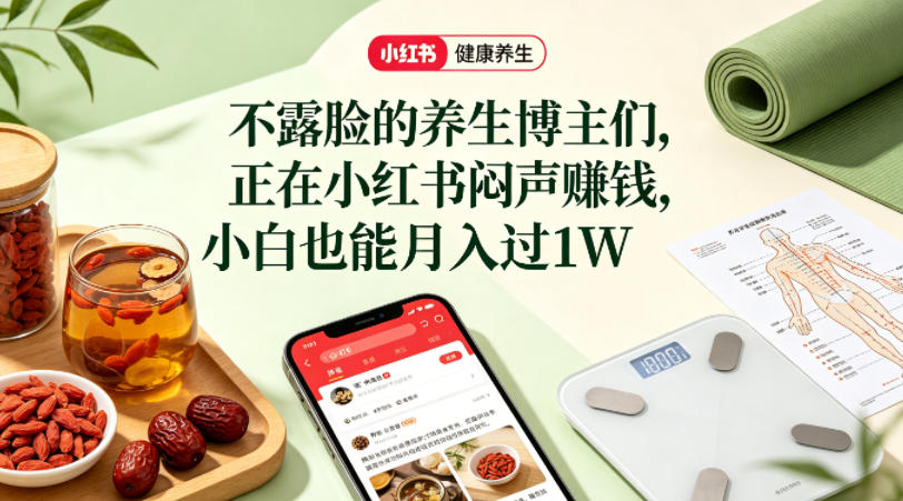 小红书健康养生科普图文赛道，不露脸的养生博主们，正在小红书闷声賺钱，小白也能月入过1W-副业网