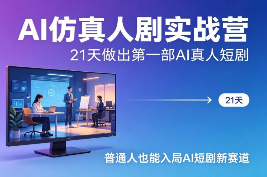 AI仿真人剧实战营，21天做出第一部AI真人短剧，普通人也能入局AI短剧新赛道(更新)-副业网