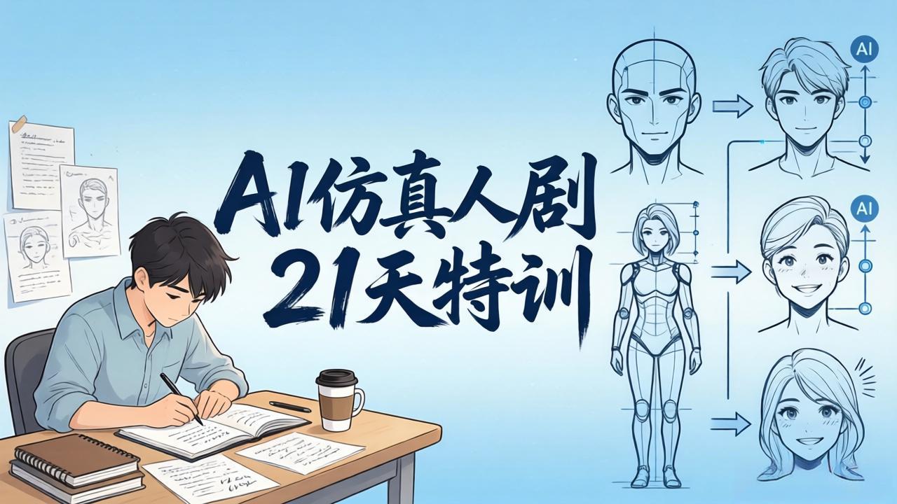 AI仿真人剧21天特训-更新：从剧本到成片全流程实战，掌握角色一致性与变现方法-副业网