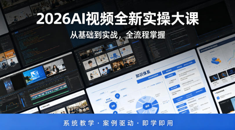2026AI视频全新实操大课，从基础到实战，全流程掌握，系统教学·案例驱动·即学即用-副业网