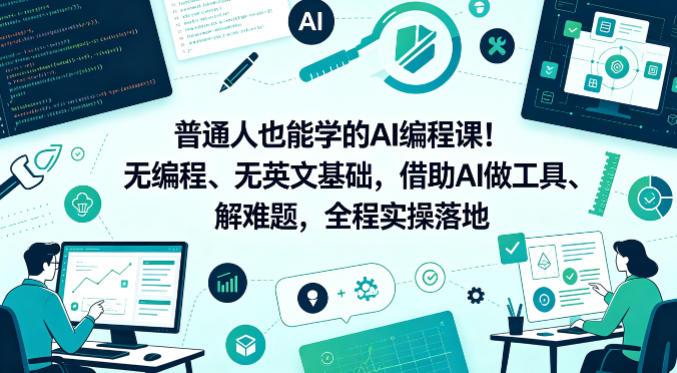 普通人也能学的AI编程课！无编程、无英文基础，借助AI做工具、解难题，全程实操落地-副业网