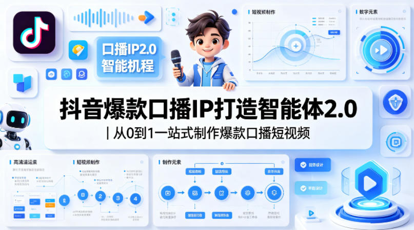 抖音爆款口播IP打造智能体2.0｜从0到1一站式制作爆款口播短视频-副业网
