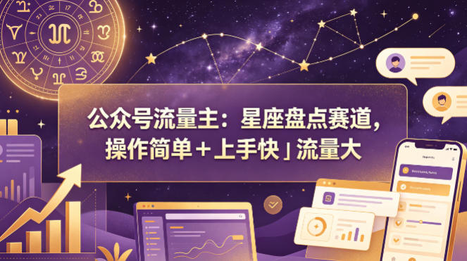 公众号流量主：星座盘点赛道，操作简单＋上手快＋流量大-副业网