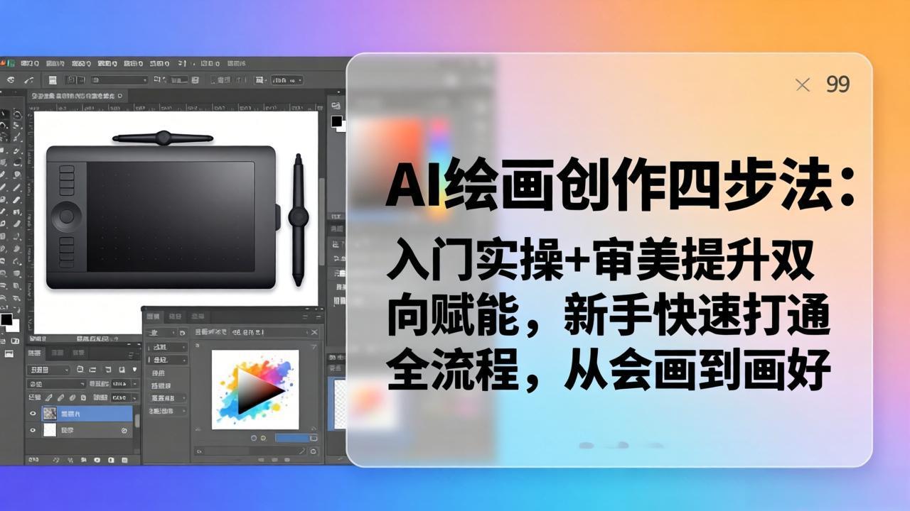 AI绘画创作四步法：入门实操+审美提升双向赋能，新手快速打通全流程，从会画到画好-副业网