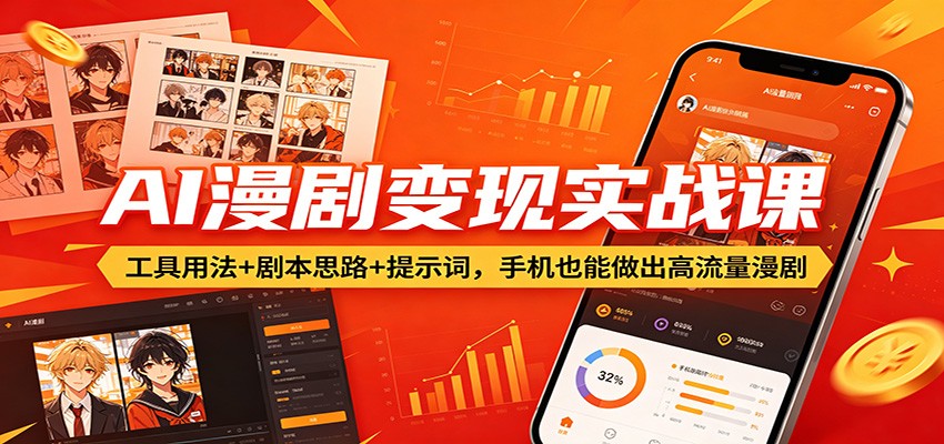 AI漫剧变现实战课：工具用法+剧本思路+提示词，手机也能做出高流量漫剧-副业网