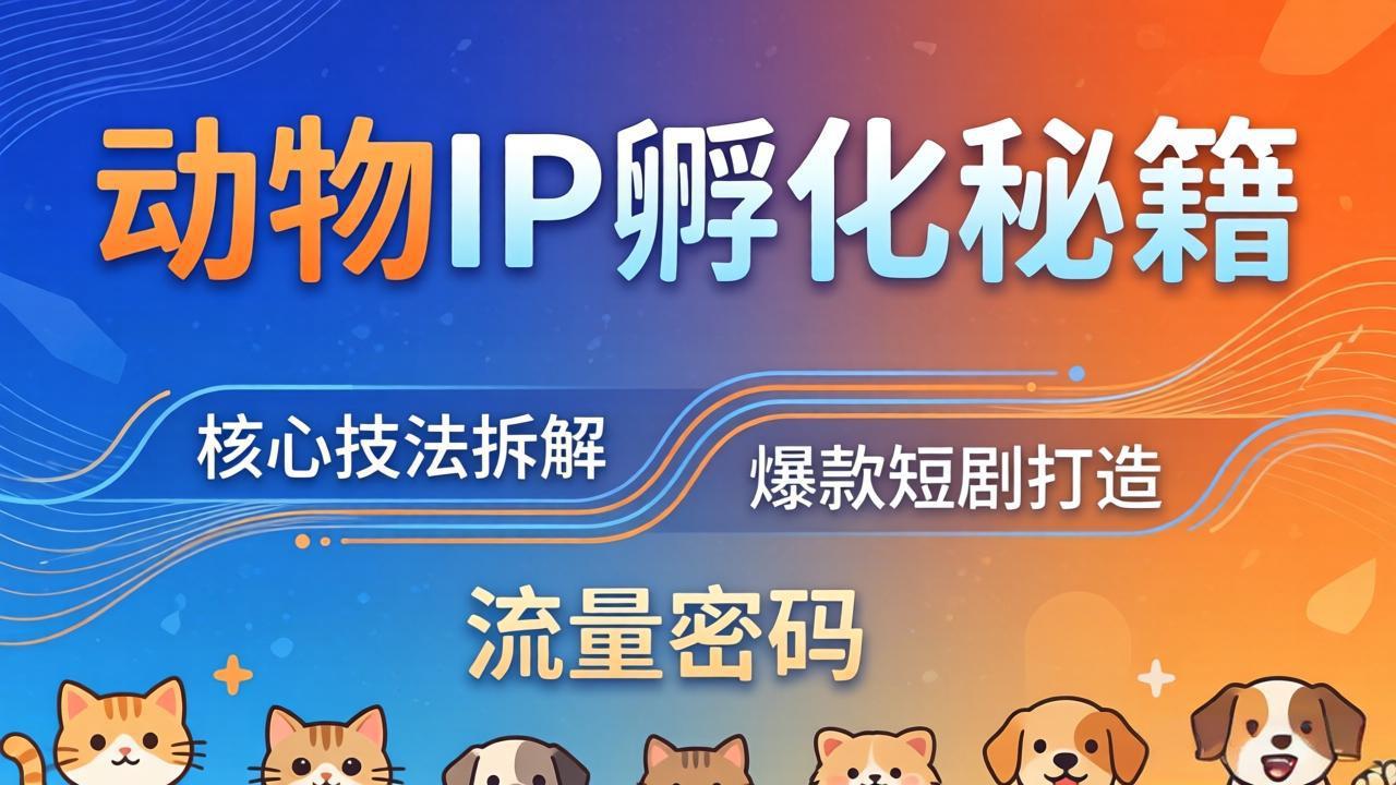 动物IP孵化全套秘籍，三大核心技法拆解，打造爆款萌宠短剧，轻松拿捏赛道流量密码-副业网