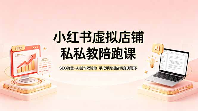 小红书虚拟店铺私教陪跑课，SEO流量+AI创作双驱动，手把手跑通店铺变现闭环-副业网